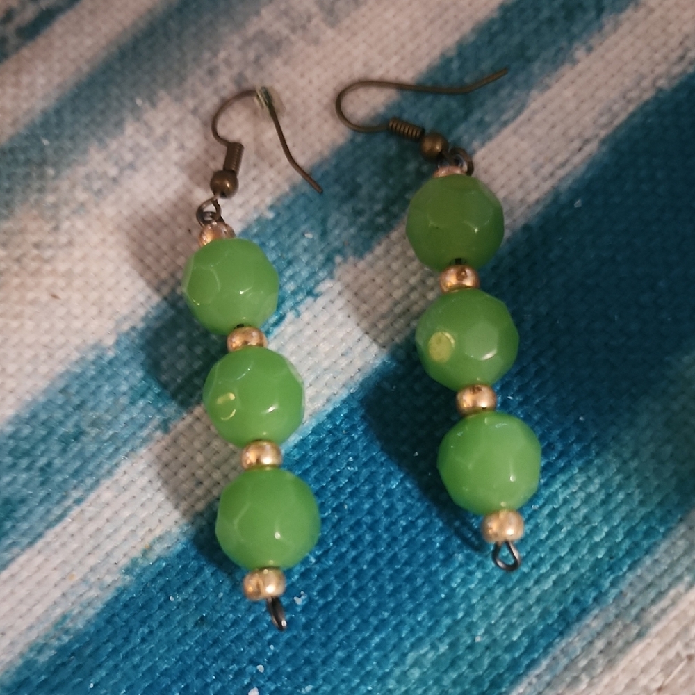 Elegant Green Beaded Earrings